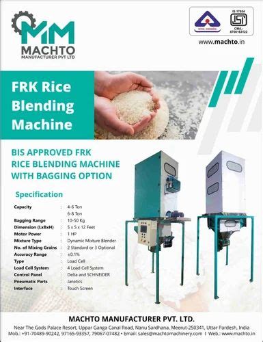 Automatic Bis Certified Fortified Rice Blending Machine Three Phase At