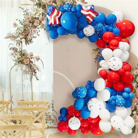 Latex Red White And Blue Balloon Arch Kit Nautical Party Men Ebay