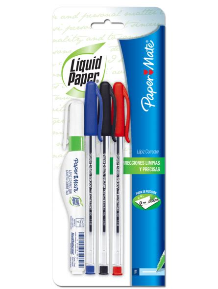 Pack L Piz Corrector Liquid Paper Y Bol Grafos B Sicos Paper Mate