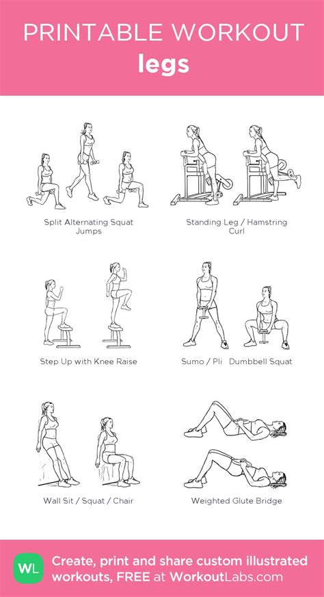 legs · Free workout by WorkoutLabs Fit | Gym workout plan for women ...