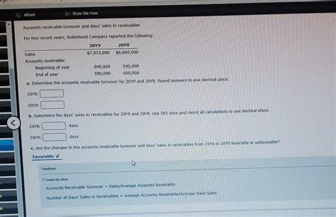 Solved Ebook Show Me How Accounts Receivable Turnover And Chegg