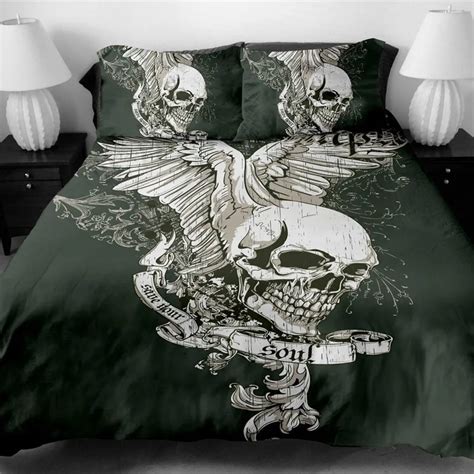 Fanaijia Skull Bedding Set King Size Bohemian Skull Print Duvet Cover