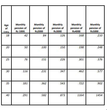 Atal Pension Yojana Monthly Pension Contribution