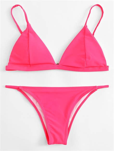 Adjustable Straps Bikini Set SheIn Sheinside Biquini Neon Moda