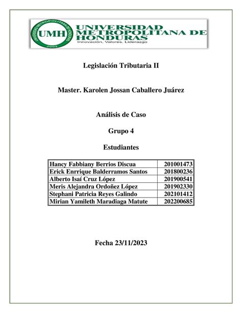 Analisis DE CASO tarea sobre la clase de legislación II Legislación