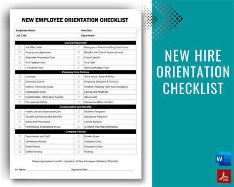 New Hire Checklist New Hire Orientation Employee Onboarding Employee