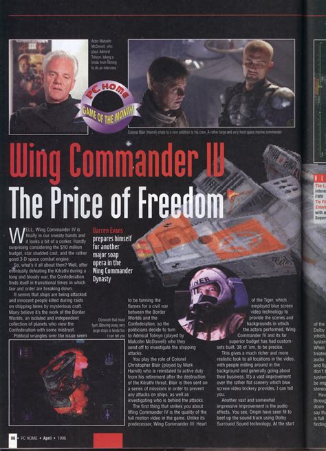 Wing Commander 4 Review – PC Home | Pix's Origin Adventures