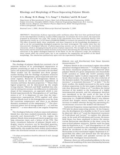 Pdf Rheology And Morphology Of Phase Separating Polymer Blends Dokumen Tips