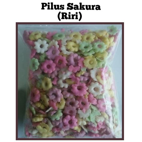 Jual Pilus Sakura Warna Warni Riri 250 Gram Cemilan Snack Kiloan Murah