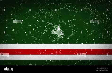 Flags Chechen Republic Of Ichke With Broken Glass Texture Vector Stock