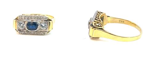 Gold Ring Mit Saphir Und Diamanten Ringgr E Sehr Gut Sehe