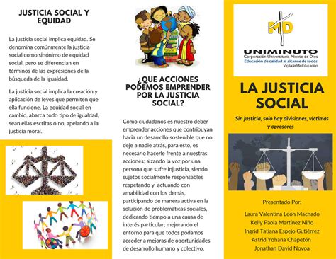 Folleto La Justicia Social Que Acciones Podemos Emprender Por La