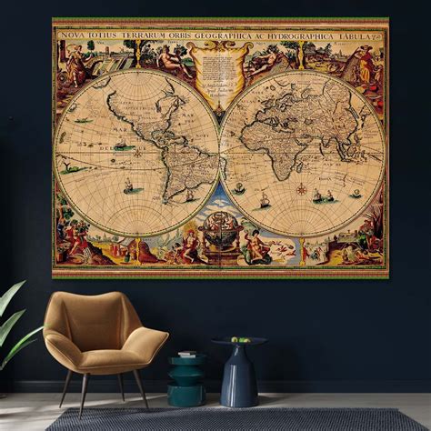 Vintage World Map World Map Poster Antique Style World Map | Etsy