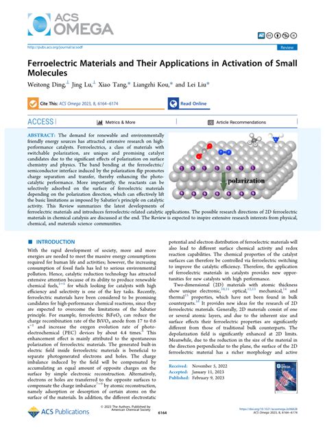 (PDF) Ferroelectric Materials and Their Applications in Activation of ...