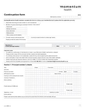 Fillable Online Continuation Form Qfg Co Za Fax Email Print PdfFiller