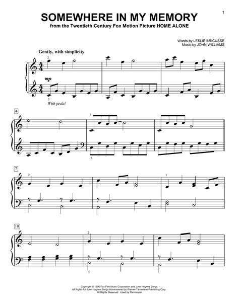 Somewhere In My Memory From Home Alone By John Williams Sheet Music