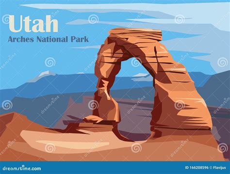 Delicate Arch in Arches National Park Stock Vector - Illustration of ...