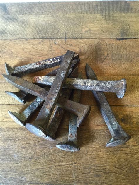 Antiquevintage Railroad Spikes Blacksmith Rrtrain Track Etsy