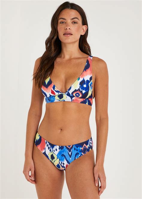 Multicoloured Print High Apex Bikini Top Matalan