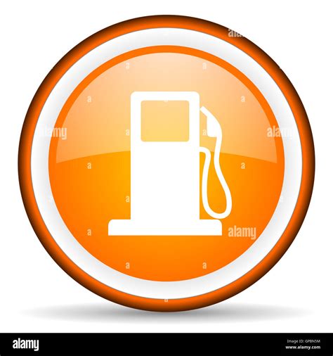 Fuel Orange Glossy Circle Icon On White Background Stock Photo Alamy