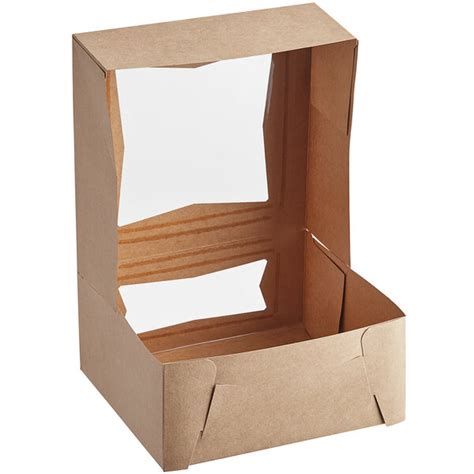 Baker S Lane 9 X 9 X 4 Kraft Auto Popup Window Bakery Box 10 Pack