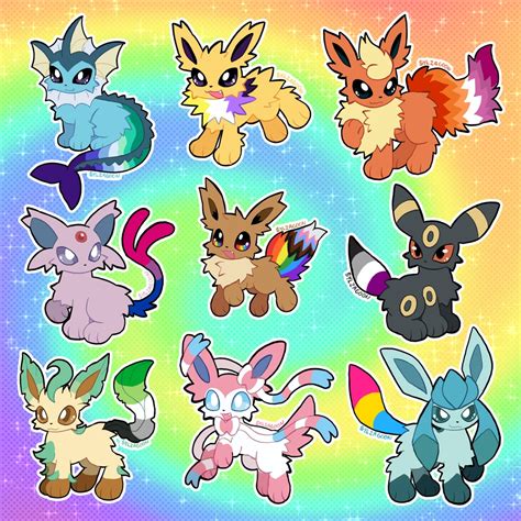 338055 Safe Artistsylzagoon Eevee Eeveelution Espeon Fictional Species Flareon