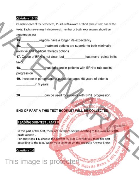 OET READING PRACTICE TEST Nurse Info