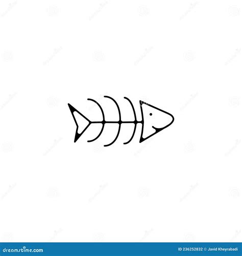 Fishbone Line Icon Fishbone Linear Outline Icon Stock Vector