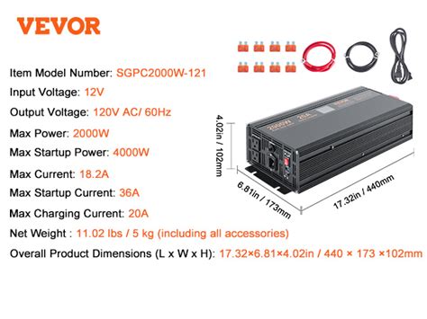 Vevor 2000w Sump Pump Battery Backup System Lcd Display Auto Switches To Battery Inverter