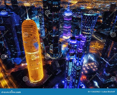 Doha Skyline at Night, Qatar Stock Photo - Image of doha, arabia: 112632962