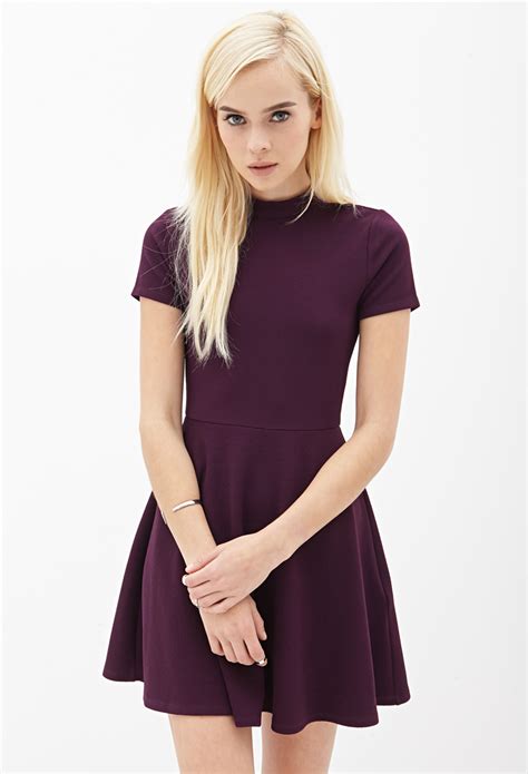 Lyst Forever Matelass Skater Dress In Purple