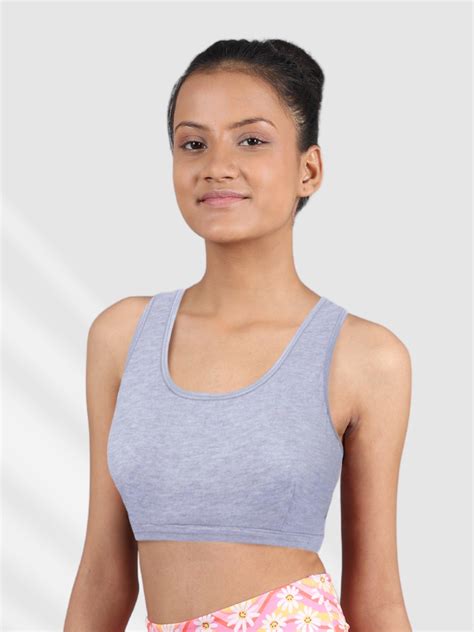 Double Layer Broad Strap Cotton Sports Bra Non Padded Beginner Sport D Chica