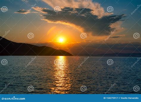 Magical Sunset On The Island Of Thassos In Greece Stock Image Image Of Nature Lagoon 154275917