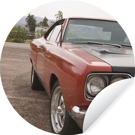 WallCircle Muurstickers Behangcirkel Muscle Car 30x30 Cm