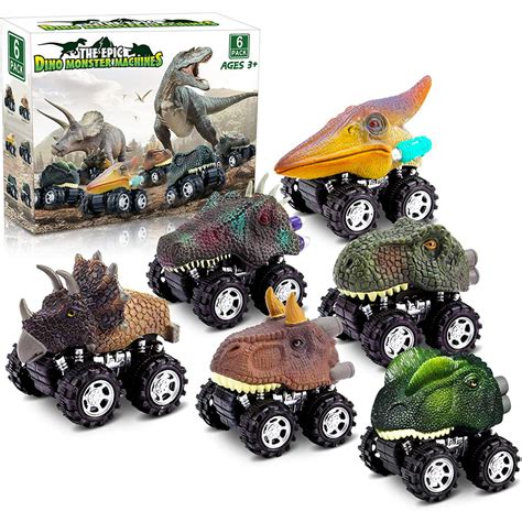 Dinosaur Toys for 3 Year Old Boys, Pull Back Dinosaur Toys for 5 Year Old Boy 6 Pack Set Car ...