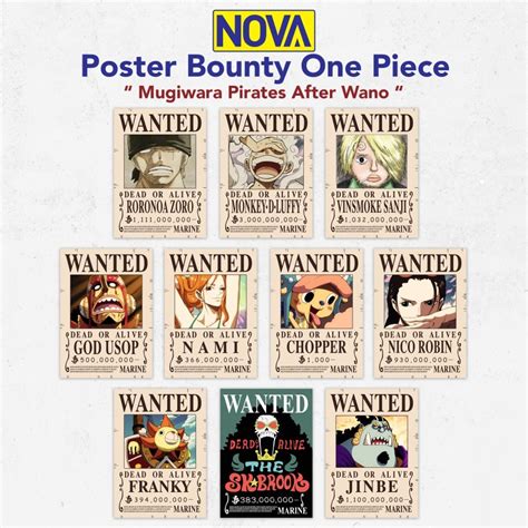 Jual Poster Bounty Mugiwara Crew Anime One Piece MIN ORDER KELIPATAN