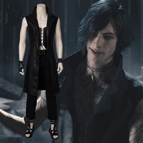 Game Dmc 5 Cosplay Costume Men Vitale Pu Leather Top Ghost Costumes