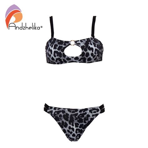 Buy Andzhelika Leopard Bandeau Bikinis Women Swimwear Bandage Bikini Set Brazilian Swimsuit