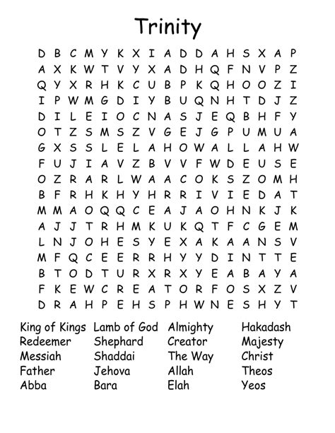 Trinity Word Search WordMint