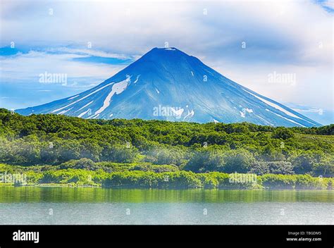 Picturesque Summer Volcanic Landscape Of Kamchatka Peninsula View Of