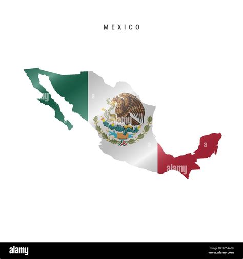 Detailed Waving Flag Map Of Mexico Vector Map With Masked Flag Stock