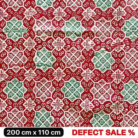 Jual Kain Batik Cap Premium Solo 100 Handmade Tegel Merah Hijau Katun