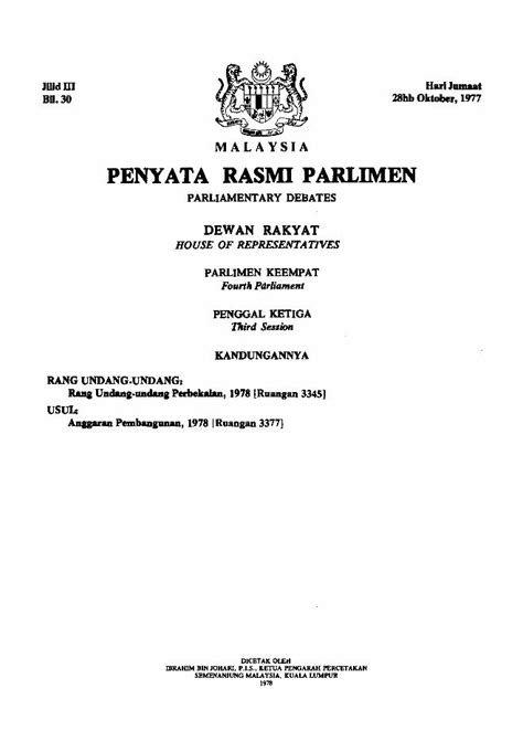 Pdf Malaysia Penyata Rasmiparlimenmalaysia Dewan Rakyat Yang Keempat