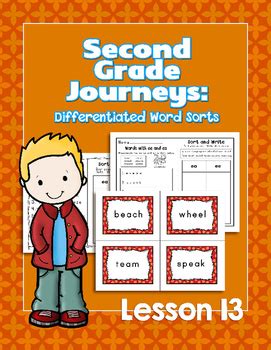 Journeys Second Grade Differentiated Word Sorts Word Work Lesson