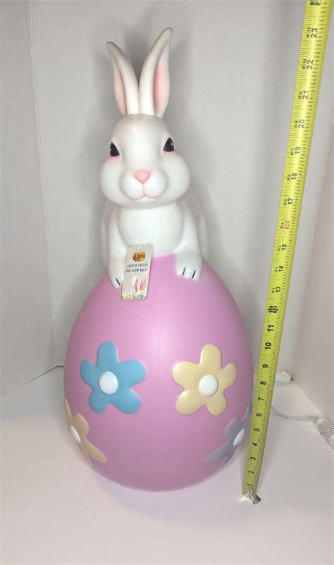 Easter Blow Mold Bunny On Painted Eggs Cracker Barrel C7 Light Up 24 IN