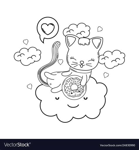 Котик пончик раскраска - 76 фото