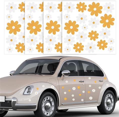 Flower Car Stickers And Decals 80 Pcs White Daisy Car Stickers Flower