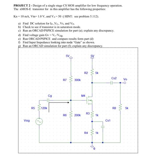 Solved Project 2 Design Of A Single Stage Cs Mos Amplifier