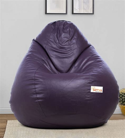 Buy Classic Xxxl Leatherette Bean Bag With Beans In Purple Colour At