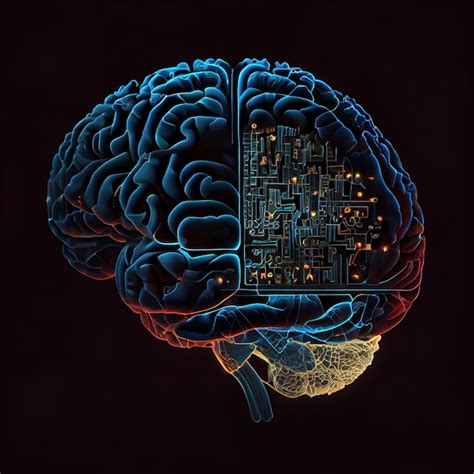 El cerebro humano en el fondo tecnológico representa la inteligencia